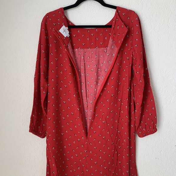 The Nines Hatch Dress Maternity Women S Red Floral Balloon Sleeve Boho Cottage - Picture 4 of 11